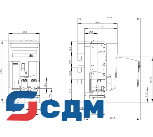 3NP1133-1JB11 Для сборных шин с межосевым расстоянием 40 мм