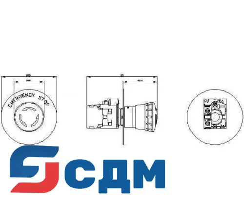 3SU1150-1HB20-1CG0 Кнопка грибовидная АВАРИЙНОЙ ОСТАНОВКИ