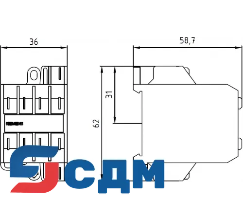 3TG1010-1AG2 Контактор 3TG10 c винтовыми и плоскими клеммами