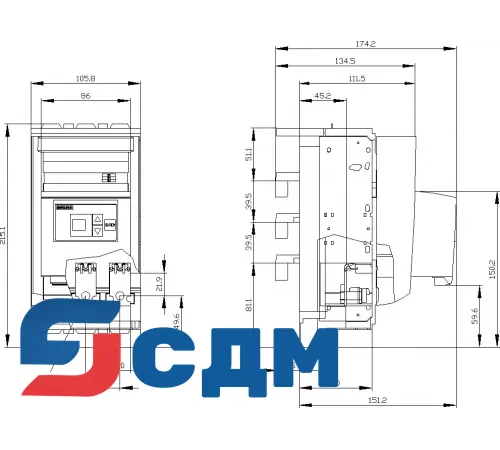 3NP1133-1JB13 Для сборных шин с межосевым расстоянием 40 мм