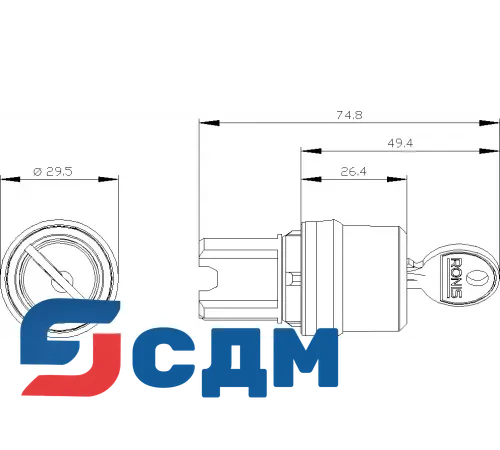 3SU1030-4BC01-0AA0 Выключатель с ключом