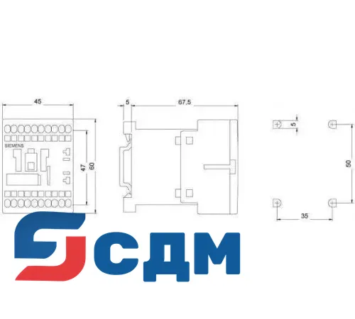 3RT1516-2AN20 Контактор 3RT15, 4-х полюсные (2З+2Р), для коммутации двигателей 4…18,5кВт