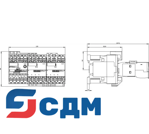 3RA2416-8XE31-2BB4 Контакторные сборки для пуска асинхронных двигателей переключением со звезды на треугольник SIRIUS 3RA24