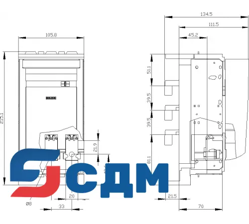 3NP1133-1JB10 Для сборных шин с межосевым расстоянием 40 мм