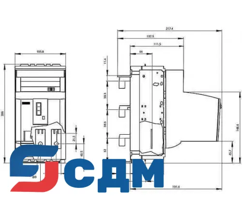 3NP1133-1BC11 Для сборных шин с межосевым расстоянием 60 мм