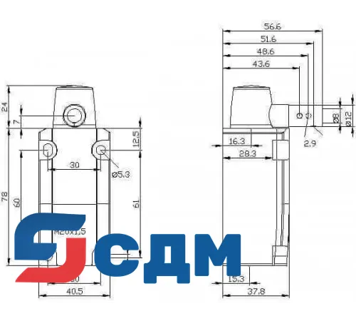 3SE5132-0LU21 Корпус шириной 40 мм в соотв.с.EN 50041