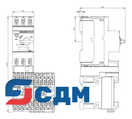 3RA2210-0GE15-2AP0 3RA22 для монтажа на стандартную рейку или для крепления винтами