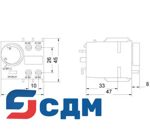 3RT1926-2PR11 Вспомогательный блок с электронной выдержкой
