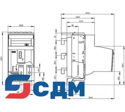 3NP1133-1JC11 Для сборных шин с межосевым расстоянием 60 мм