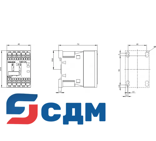 3RT2316-2AK60 Контактор для омических нагрузок SIRIUS 3RT23 (AC-1), 4-p., 4S, 18 ... 50 A