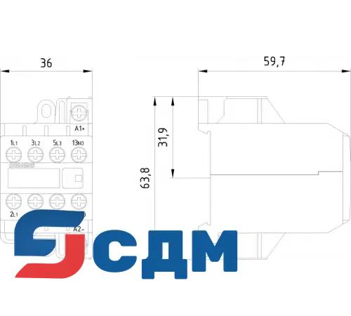 3TG1010-0AL2 Контактор 3TG10 c винтовыми и плоскими клеммами