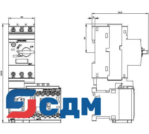 3RA2210-1HA15-2AP0 3RA22 для монтажа на стандартную рейку или для крепления винтами