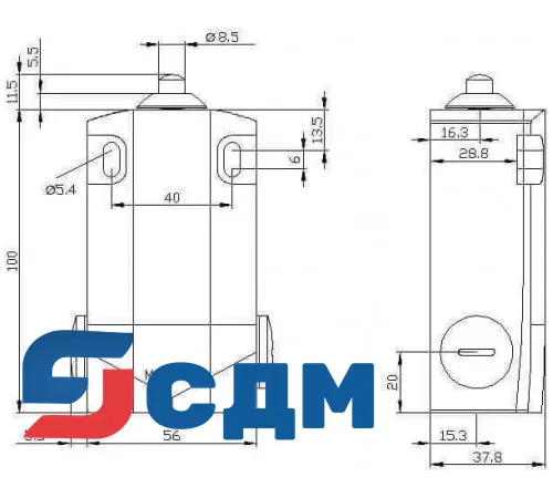 3SE5162-0CB01 XL, Ширина корпуса 56 мм