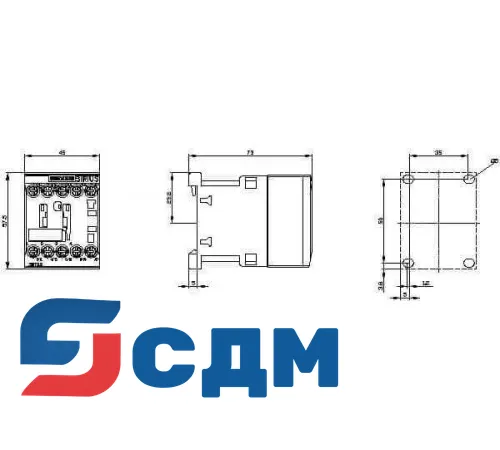 3RT2317-1BB40 Контактор для омических нагрузок SIRIUS 3RT23 (AC-1), 4-p., 4S, 18 ... 50 A
