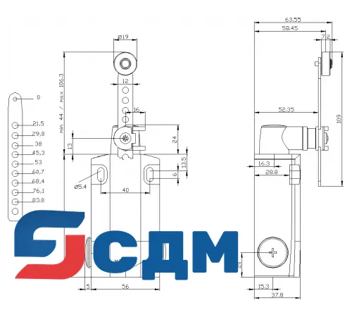 3SE5162-0CH63-1AN4 XL, Ширина корпуса 56 мм