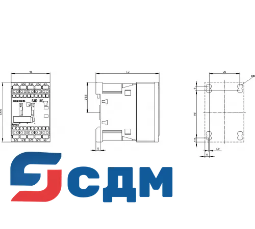 3RT2316-2BB40 Контактор для омических нагрузок SIRIUS 3RT23 (AC-1), 4-p., 4S, 18 ... 50 A