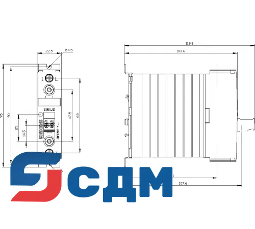 3RF2320-1CA44 1-фазный полупроводниковый контактор 3RF23
