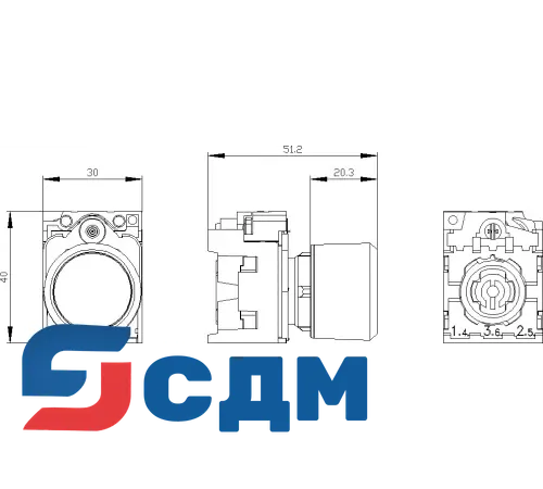 3SU1230-0EB20-0AA0 Кнопка с увеличенным ходом