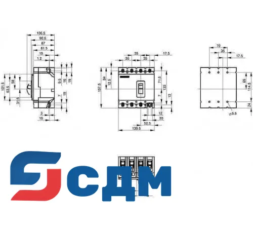 3VL1702-2EH43-.... автоматический выключатель четырехполюсный