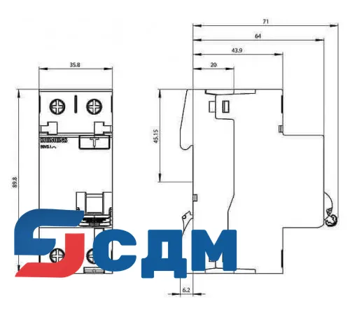 Дифавтомат Siemens 5SV3312-6