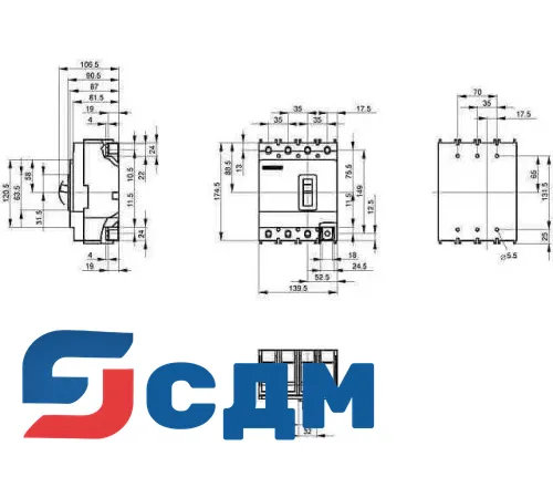 3VL3725-3EE46-.... автоматический выключатель четырехполюсный