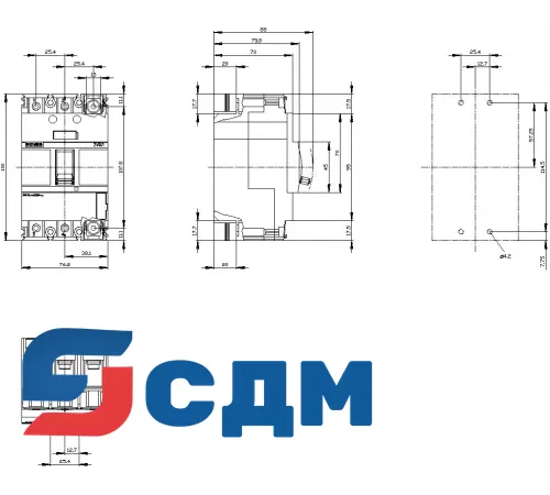 3VA1010-2ED32-0AH0 3VA автоматический выключатель в литом корпусе до 250 A, ETU, 400/690 В, до 150 кА