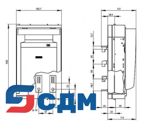 3NP1143-1BC10 Для сборных шин с межосевым расстоянием 60 мм