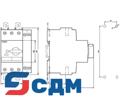 3RV1121-4BA10Защита электродвигателя от перегрузки