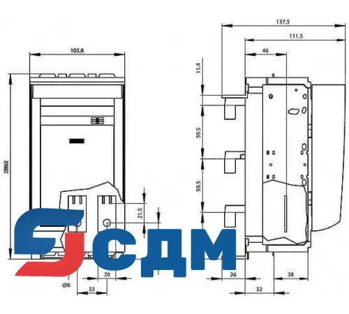 3NP1133-1BC10 Для сборных шин с межосевым расстоянием 60 мм