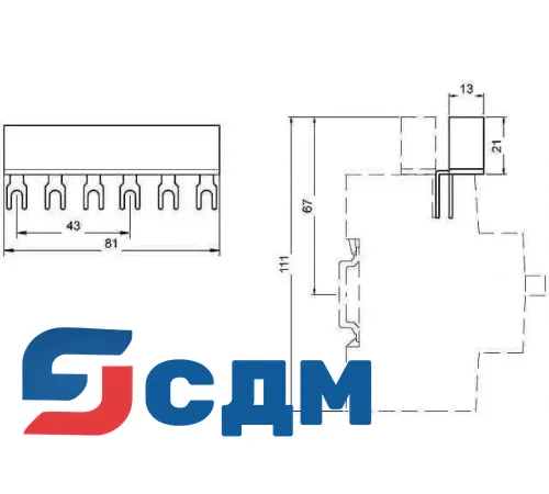 3RV1915-5DB Принадлежности для шинной системы