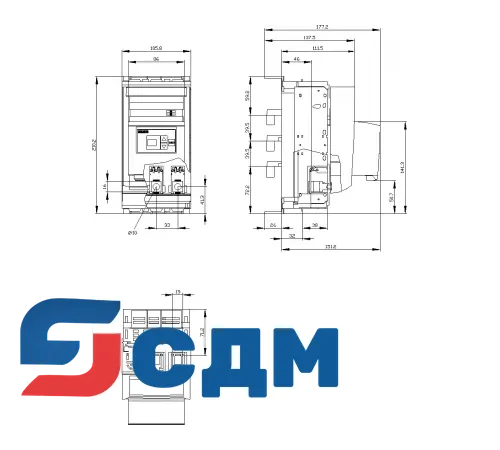 3NP1133-1BB23 Для сборных шин с межосевым расстоянием 40 мм