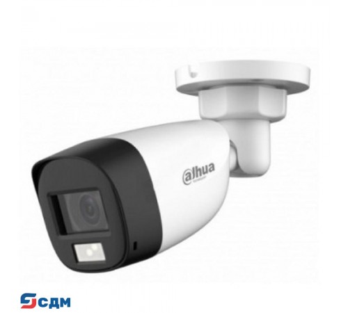 DAHUA DH-HAC-HFW1200CLP-IL-A-0280B-S6 Уличная цилиндрическая HDCVI-видеокамера с интеллектуальной двойной подсветкой 2Мп, объектив 2.8мм, ИК 20м, LED 20м, IP67, корпус: металл, быстрый монтаж
