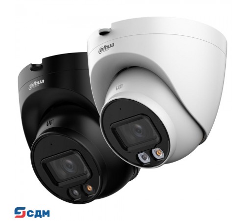 DAHUA DH-IPC-HDW2249TP-S-IL-0360B Уличная турельная IP-видеокамера SmartDualLight 2Мп, 1/2.8” CMOS, объектив 3.6мм, видеоаналитика, микрофон, ИК 30м, LED 30м, IP67, металл/пластик