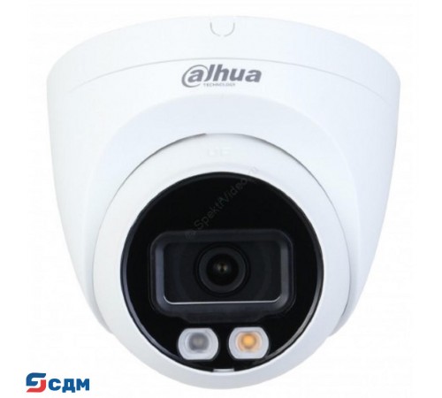 DAHUA DH-IPC-HDW2249TP-S-IL-0280B Уличная турельная IP-видеокамера SmartDualLight 2Мп, 1/2.8” CMOS, объектив 2.8мм, видеоаналитика, микрофон, ИК 30м, LED 30м, IP67, металл/пластик