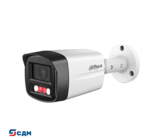 DAHUA DH-IPC-HFW2449TLP-S-PV-0360B Уличная цилиндрическая IP-видеокамера SmartDualLight 4Мп, 1/2.9” CMOS, объектив 3.6мм, видеоаналитика, микрофон+динамик, ИК 30м, LED 30м, IP67, металл