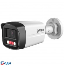DAHUA DH-IPC-HFW1239TL1P-A-IL-0280B Уличная цилиндрическая IP-видеокамера SmartDualLight 2Мп; 1/2.8” CMOS; объектив 2.8мм; обнаружение людей, микрофон, ИК 30м, LED 20м, IP67, металл/пластик