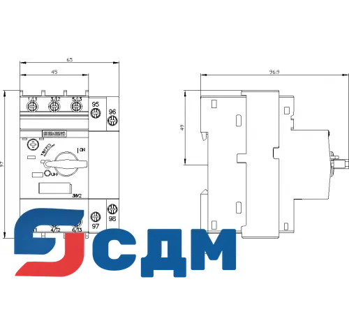 3RV2121-4BA10 Для защиты электродвигателей с функцией реле перегрузки