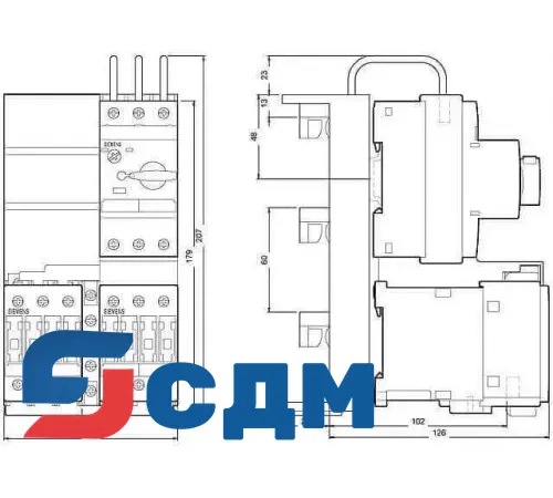 3RA1220-1FD24-0BB4 Реверсивный пускатель SIRIUS для системы сборных шин