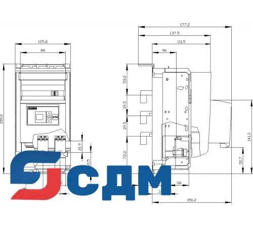 3NP1133-1BB13 Для сборных шин с межосевым расстоянием 40 мм