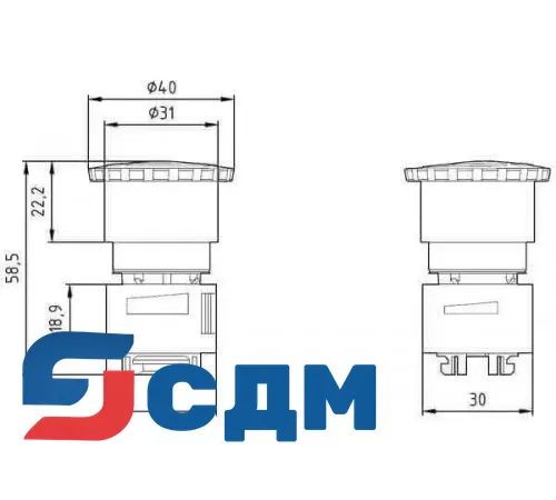 3SB3000-1XA20 Приводы - АВАРИЙНАЯ ОСТАНОВКА грибовидные кнопки