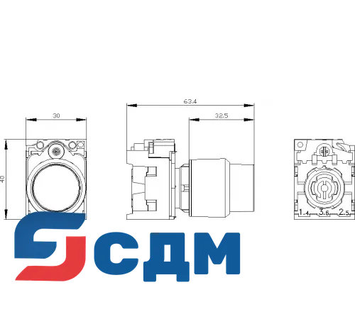 3SU1200-0FB10-0AA0 Кнопка с увеличенным ходом