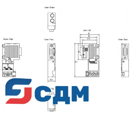 6ES7972-0BB70-0XA0 Коннектор к шине RS 485