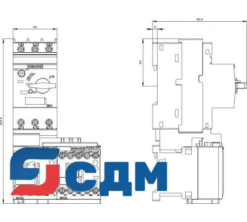 3RA2210-0DA15-2AP0 3RA22 для монтажа на стандартную рейку или для крепления винтами
