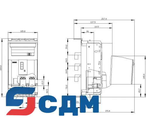3NP1133-1BB11 Для сборных шин с межосевым расстоянием 40 мм